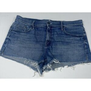 Mother The Teaser Slit Jean Shorts Raw Hem Women's 31 Stretchy